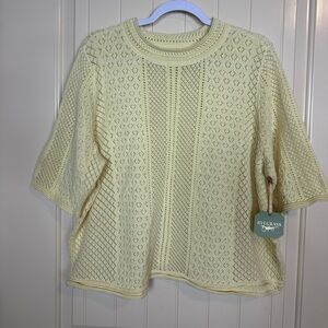 Ryegrass yellow short sleeve lightweight sweater sz XXL 2X‎ NWT $55 *READ